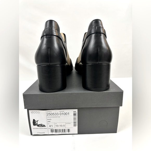 Ecco Black Leather Shape 35 Sandal 2.25” Block Heel Ankle Strap EU 41 US… - Picture 10 of 12